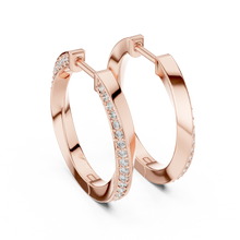 Moissanite twisted pave hoop earrings in rose 925 sterling silver, bold, view 3
