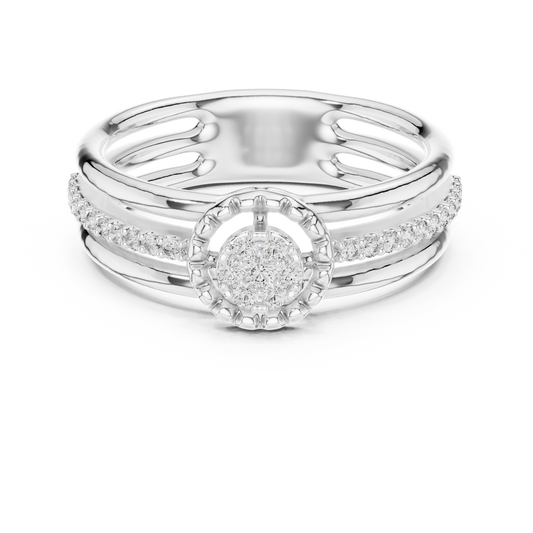 Triple Row Cluster Moissanite Ring in white 925 sterling silver, view 4