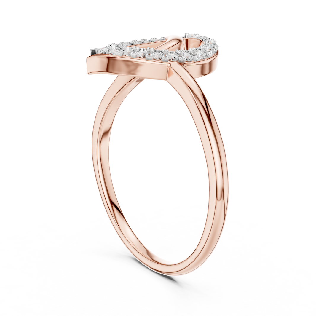 Asymmetric Pavé Heart Moissanite Ring in rose 925 sterling silver, view 1