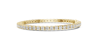 Round Moissanite Classic Tennis Bracelet in yellow 925 sterling silver, view 4