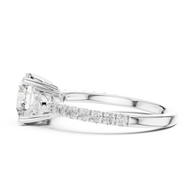 Round Moissanite Ring with Trillion Sides and Pavé Band in white 925 sterling silver, view 3