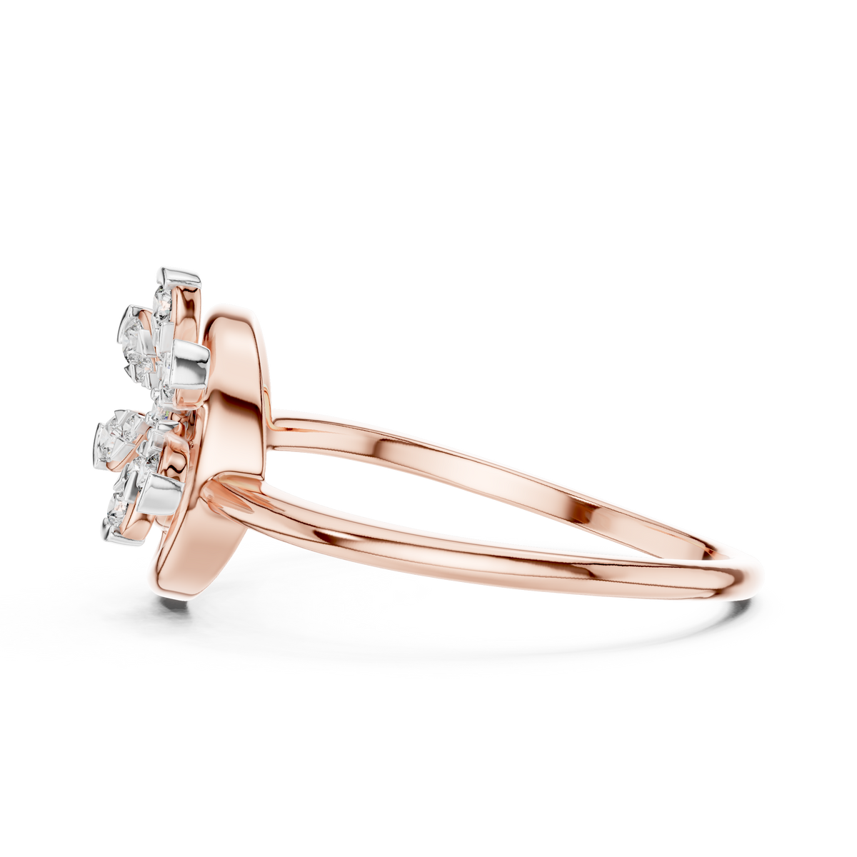 Spiral Flower Moissanite Ring in rose 925 sterling silver, view 3