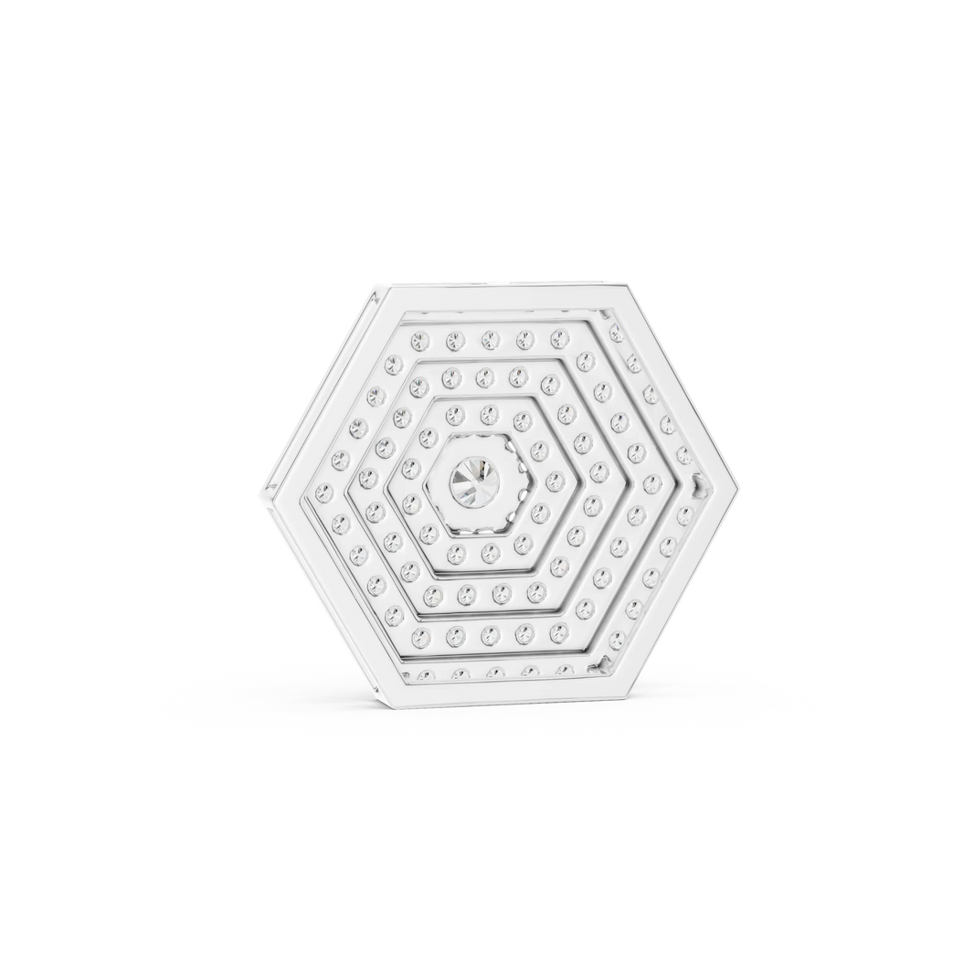 Pavé Hexagon Moissanite Pendant in white 925 sterling silver, view 4