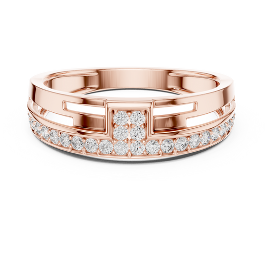 Two-Tier Pavé Moissanite Band with Square Accent in rose 925 sterling silver, view 4