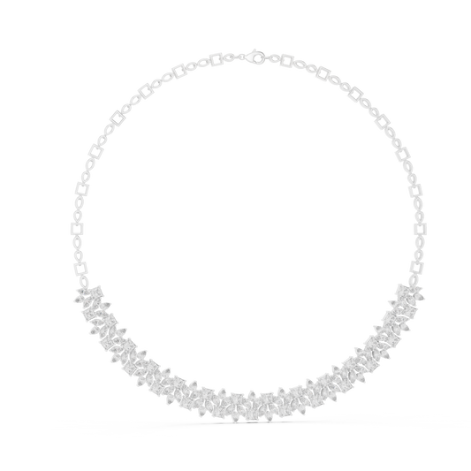 Pear Princess Marquise Cluster Collar Necklace in white 925 sterling silver, view 1