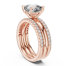 Cushion Cut Solitaire Moissanite Ring with Double Pavé Band in rose 925 sterling silver, view 1