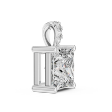 Princess Cut Solitaire Moissanite Pendant in white 925 sterling silver, view 3