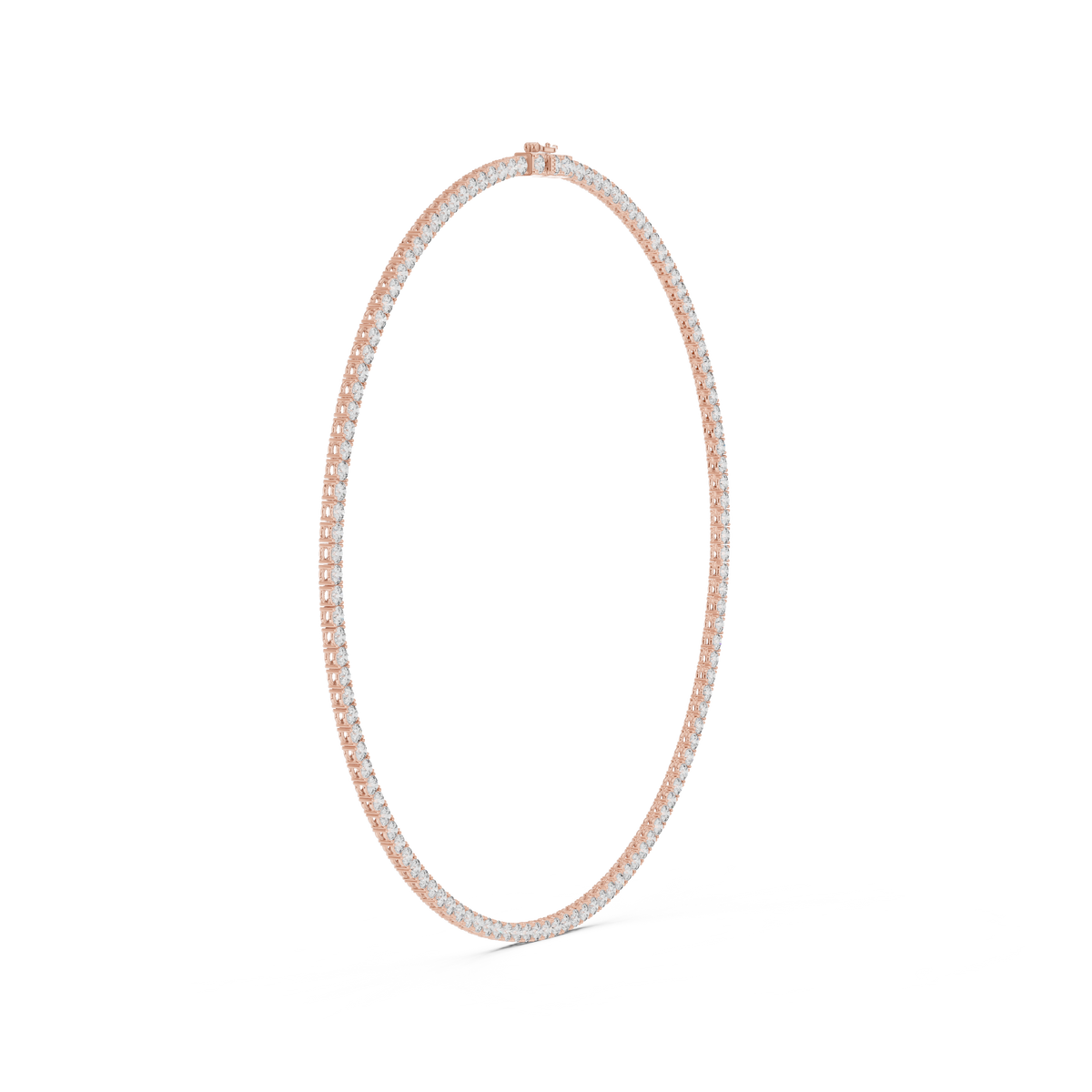 4mm Round Tennis Necklace in rose 925 sterling silver, view 3