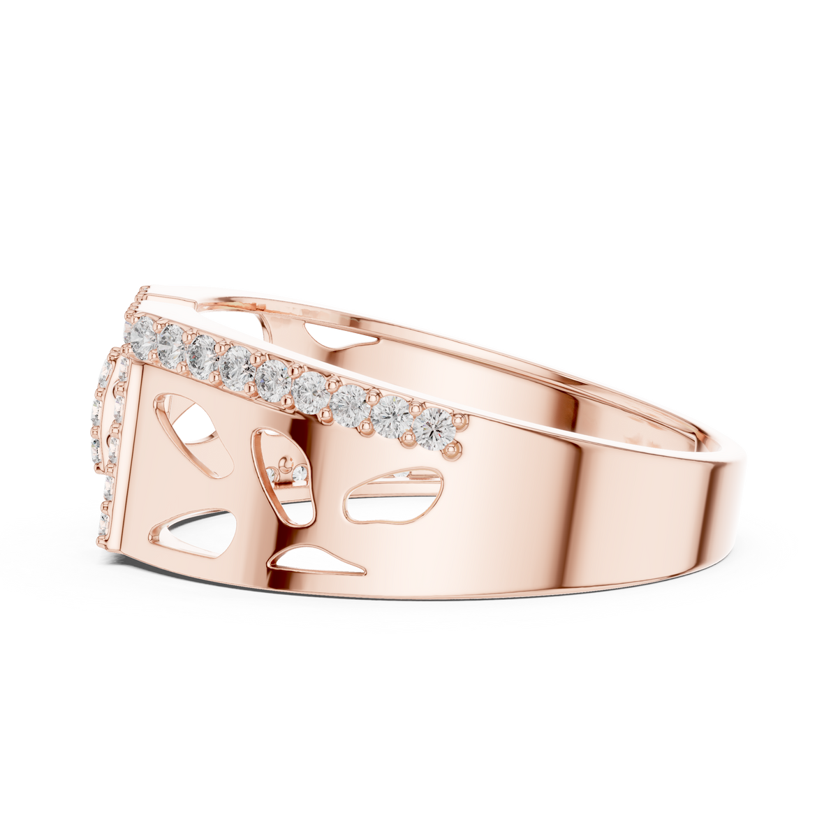 Geometric Bracket Pavé Openwork Moissanite Band in rose 925 sterling silver, view 3
