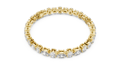 Oval Moissanite Tennis Bracelet in yellow 925 sterling silver, view 3