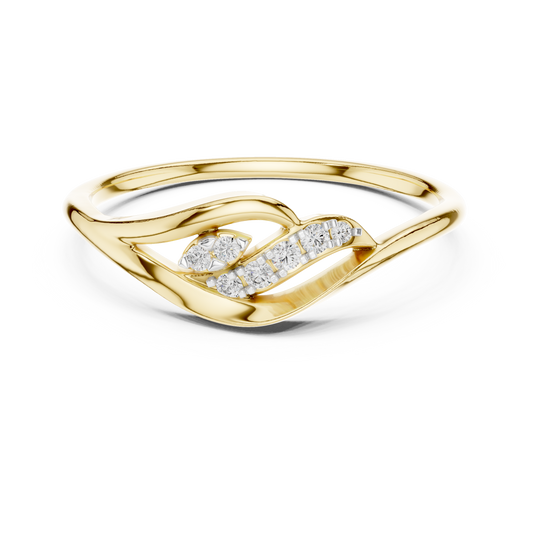 Open Leaf Wave Moissanite Ring in yellow 925 sterling silver, view 4