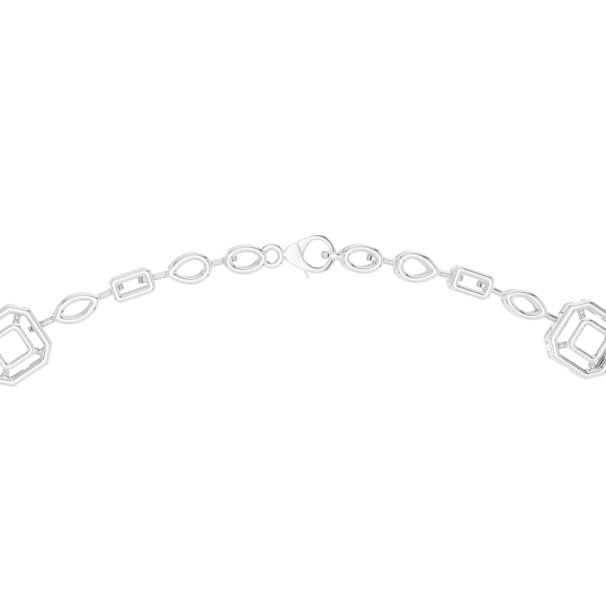 Halo Emerald Station Y Drop Necklace in white 925 sterling silver, view 4