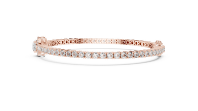 Oval Halo Centre Moissanite Tennis Bracelet in rose 925 sterling silver, view 4