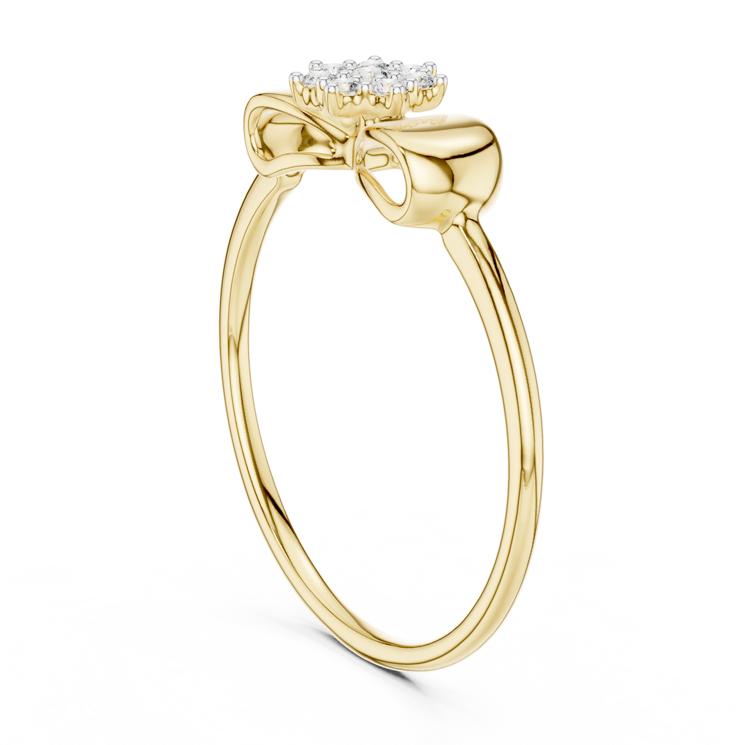 Bow Flower Cluster Moissanite Ring in yellow 925 sterling silver, view 1