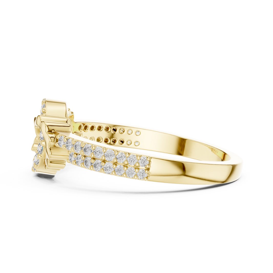 Open Circle Double-Row Pavé Moissanite Ring in yellow 925 sterling silver, view 3