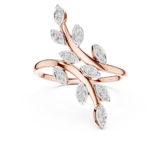 Leafy Vine Bypass Moissanite Ring in rose 925 sterling silver, view 4