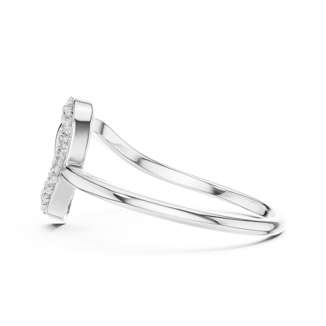 Asymmetric Pavé Heart Moissanite Ring in white 925 sterling silver, view 3