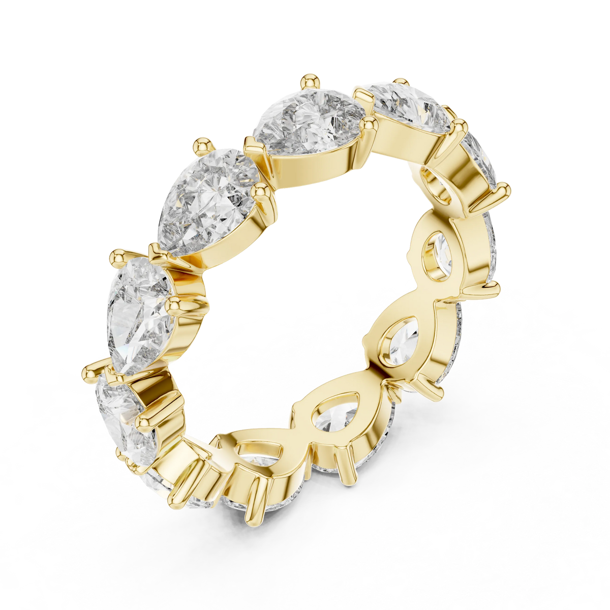 Pear Moissanite Eternity Band in yellow 925 sterling silver, view 2