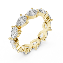 Pear Moissanite Eternity Band in yellow 925 sterling silver, view 2