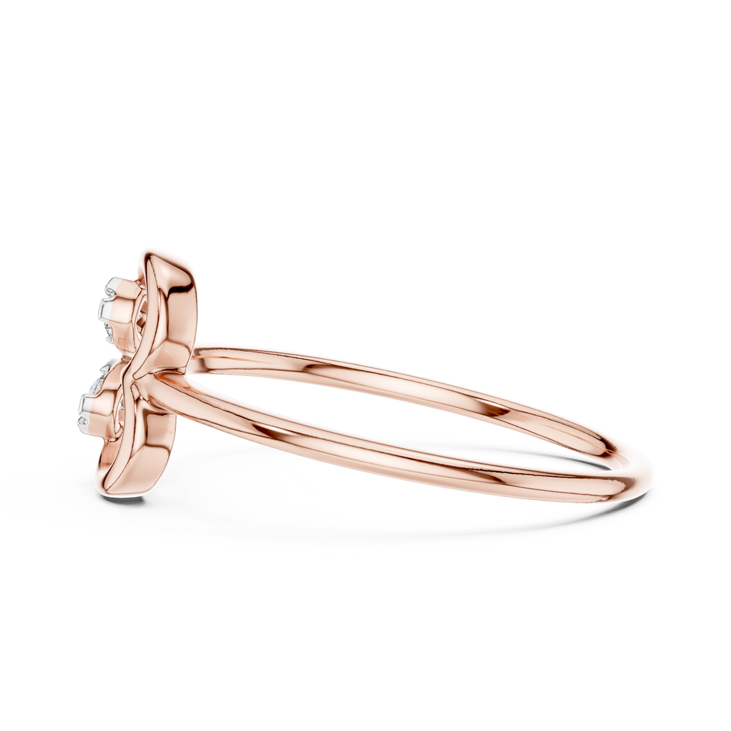 Sideways Heart Cluster Moissanite Ring in rose 925 sterling silver, view 3