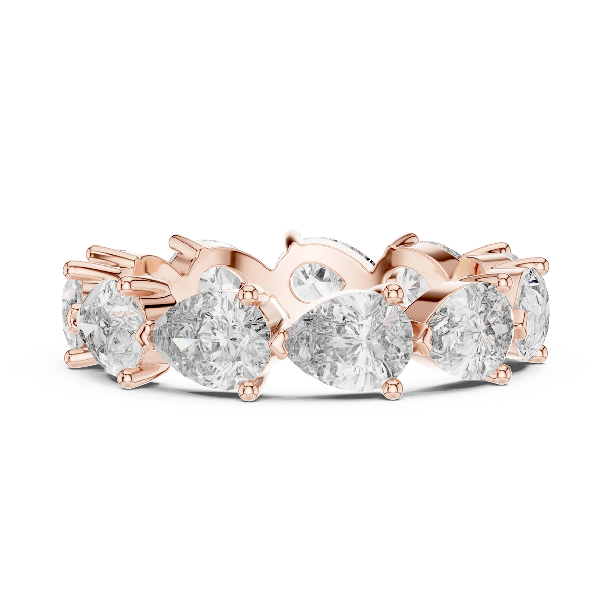 Pear Moissanite Eternity Band in rose 925 sterling silver, view 3