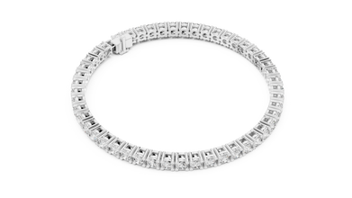 Round Moissanite Classic Tennis Bracelet in white 925 sterling silver, view 3