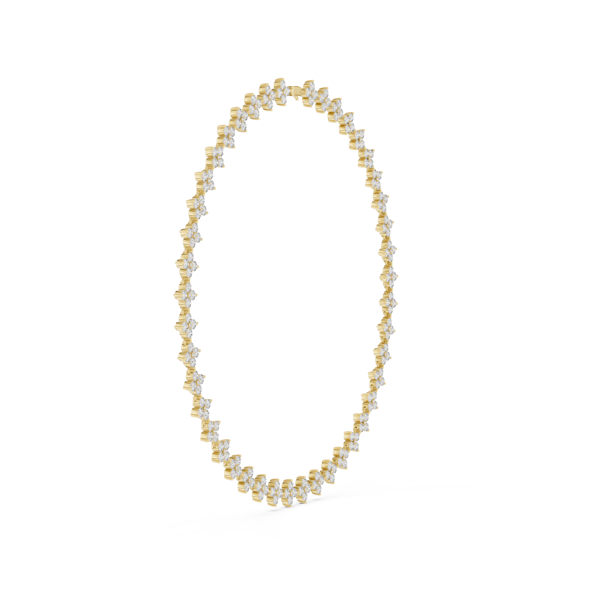 Flower Cluster Link Necklace in yellow 925 sterling silver, view 3