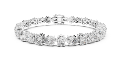 Oval Moissanite Tennis Bracelet in white 925 sterling silver, view 1