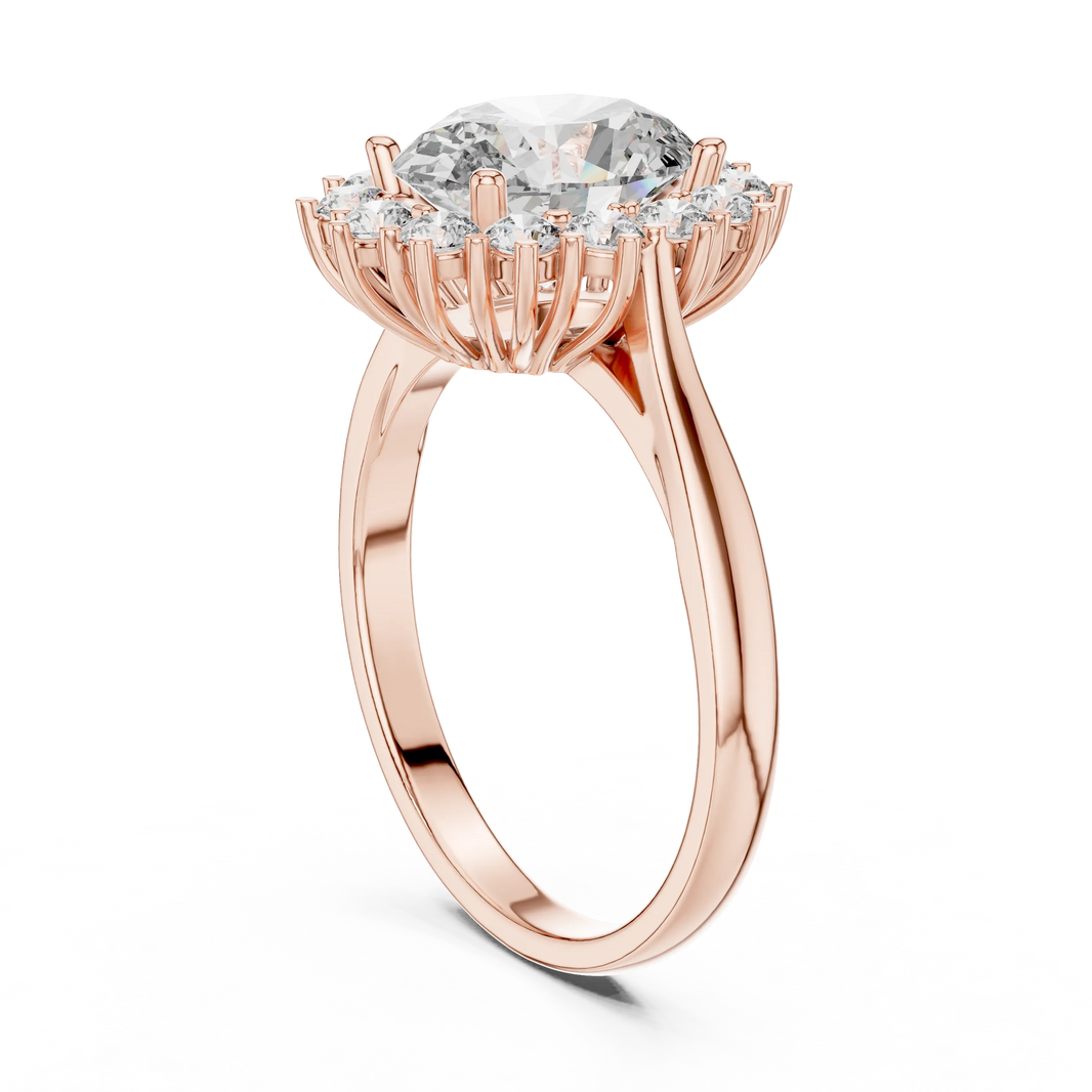 Oval Halo Moissanite Engagement Ring in rose 925 sterling silver, view 1