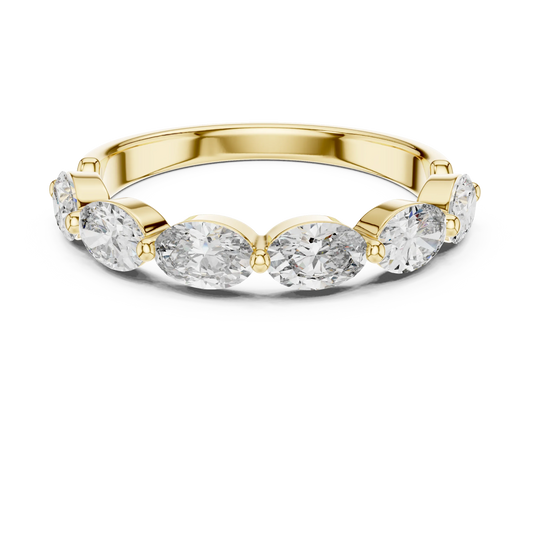 East-West Oval Moissanite Half Eternity Band in yellow 925 sterling silver, view 4