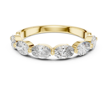 East-West Oval Moissanite Half Eternity Band in yellow 925 sterling silver, view 4