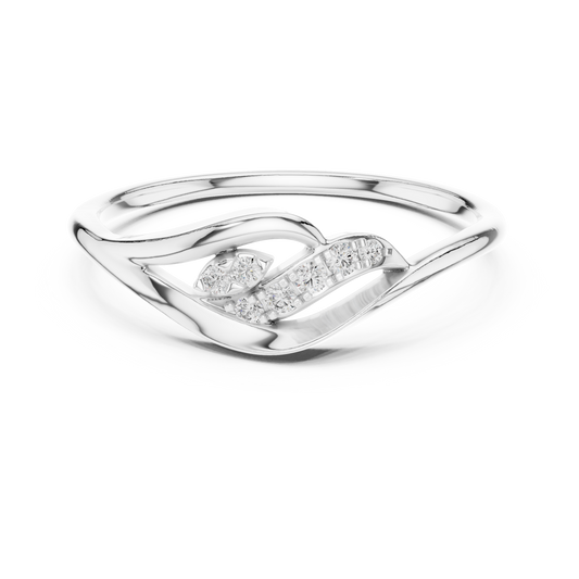 Open Leaf Wave Moissanite Ring in white 925 sterling silver, view 4