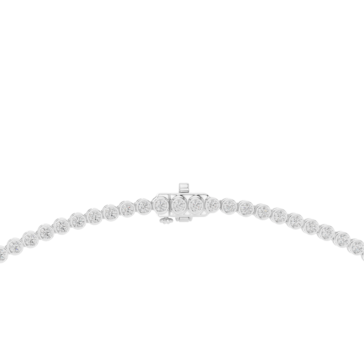 Graduated Bezel Round Necklace in white 925 sterling silver, view 4
