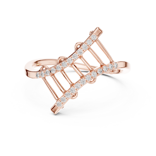 Ladder Crossover Moissanite Ring in rose 925 sterling silver, view 4