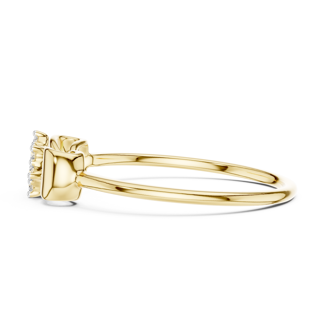 Bow Flower Cluster Moissanite Ring in yellow 925 sterling silver, view 3