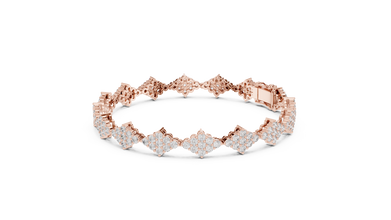 Diamond Shape Cluster Moissanite Bracelet in rose 925 sterling silver, view 2