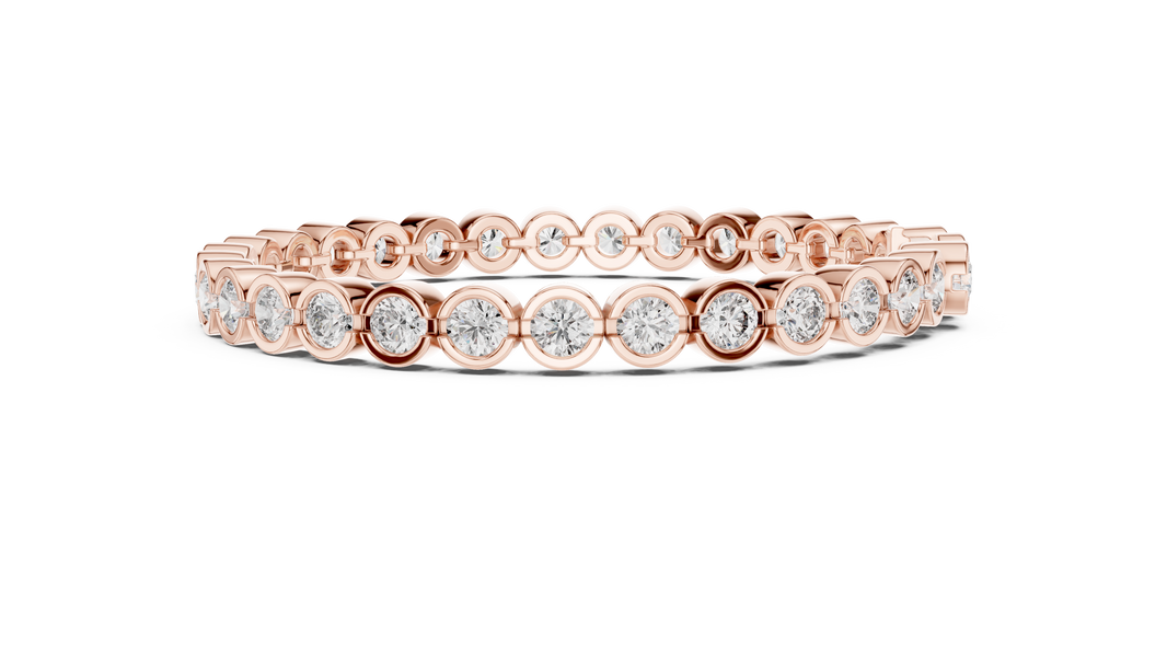 Bezel Set Round Moissanite Tennis Bracelet in rose 925 sterling silver, view 4