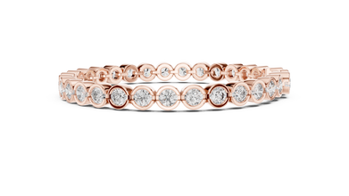 Bezel Set Round Moissanite Tennis Bracelet in rose 925 sterling silver, view 4