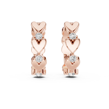 Moissanite heart huggie hoop earrings in rose 925 sterling silver, view 4