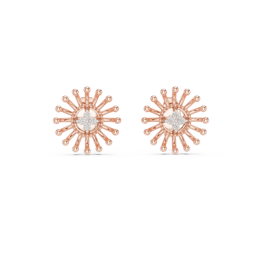Moissanite Starburst Stud Earrings in rose 925 sterling silver, view 4