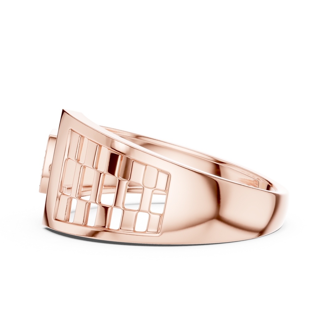 Men's Square Pavé Panel Asymmetric Moissanite Band in rose 925 sterling silver, view 3