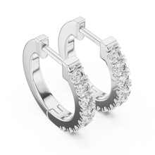 Moissanite pave huggie hoop earrings in white 925 sterling silver, view 2