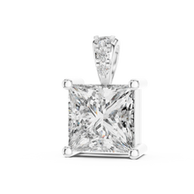 Princess Cut Solitaire Moissanite Pendant in white 925 sterling silver, view 2