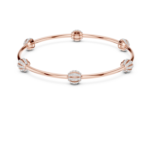 Round Cluster Station Moissanite Bangle in rose 925 sterling silver, view 4