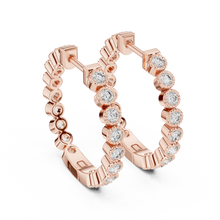 Moissanite milgrain bezel inside out hoop earrings in rose 925 sterling silver, view 3