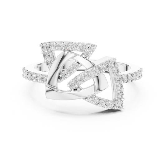 Interlocking Triangle Pavé Moissanite Ring in white 925 sterling silver, view 4