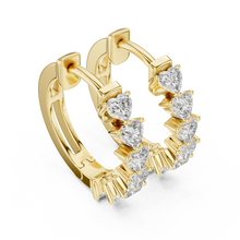 Heart moissanite huggie hoop earrings in yellow 925 sterling silver, view 2
