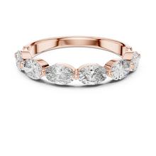 East-West Oval Moissanite Half Eternity Band in rose 925 sterling silver, view 4