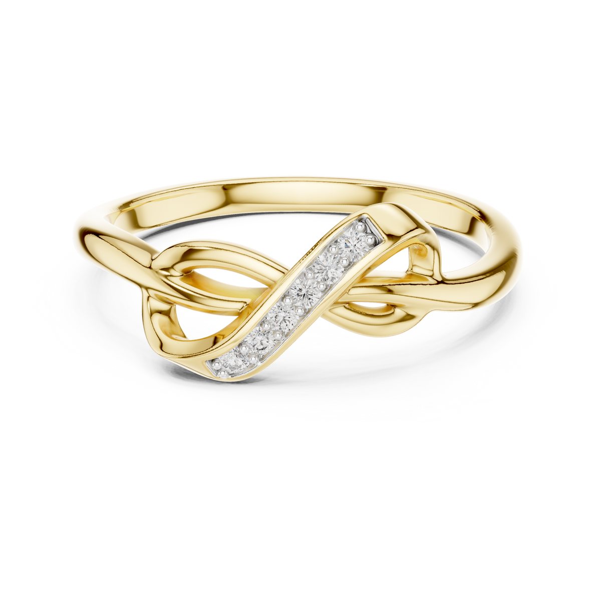 Pavé Infinity Twist Moissanite Ring in yellow 925 sterling silver, view 4