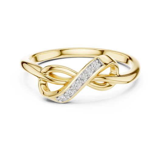 Pavé Infinity Twist Moissanite Ring in yellow 925 sterling silver, view 4